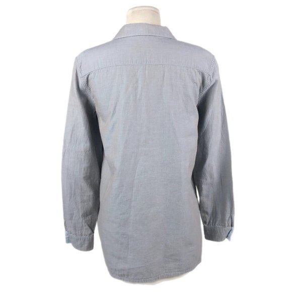 Elemente Clemente Gray Cotton Silk Button Up Long Sleeve Tunic Blouse Size Small - Picture 5 of 7